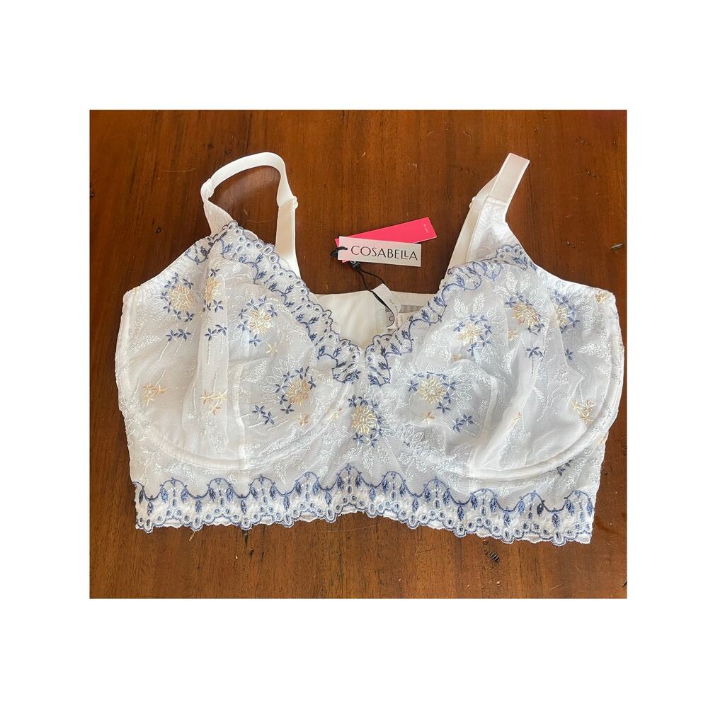 New! Cosabella Usha Bra curvy Curvy Bralette White Bridal XL#76